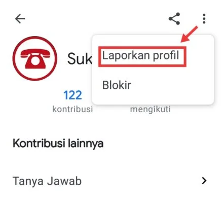 cara melaporkan profil pengguna google map